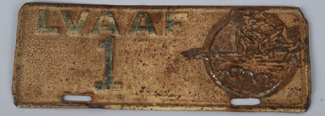 WWII US LAS VEGAS ARMY AIRFIELD RANGE SIGN: Now known as Nellis Air Force Base, the Las Vegas Army Airfield or LVAAF began as a training range for aerial gunners during World War II. This 10.5" x 4" porcelain & metal sign was used to mark numbe