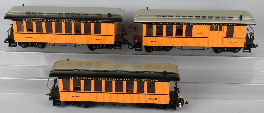 LGB G-SCALE D&RG 3 CAR PASS SET: LGB g-scale 2 - Denver & rio grande western 3080 both in excellent condition. 3081 REA baggage car in excellent condition. Have run time, no boxes, untested