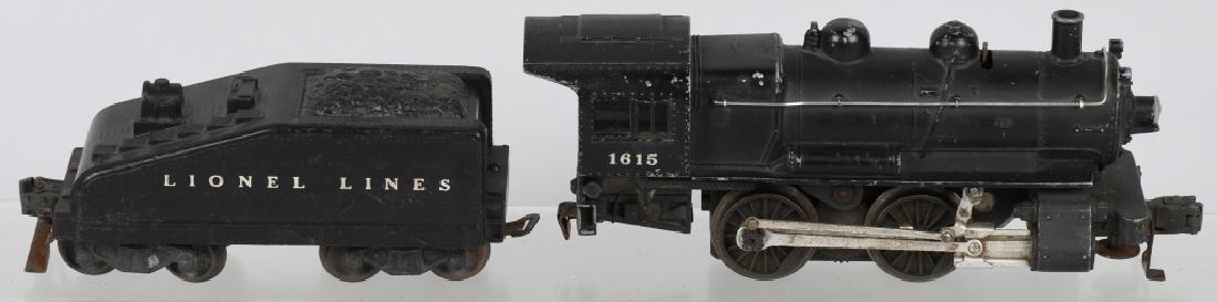 LIONEL POSTWAR O-GAUGE 1615 ENGINE & TENDER: Lionel postwar o-gauge 1615 engine does have wear may clean to excellent appears complete. Tender is in good condition. No box untested