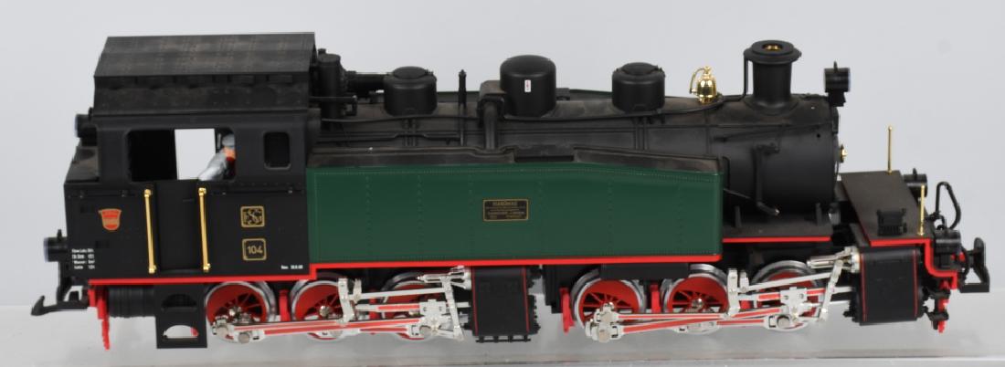 LGB 104 STEAM ENGINE G-SCALE: LGB 104 steam engine g-scale has had light run time appears complete could use a light cleaning may clean to excellent. No box untested