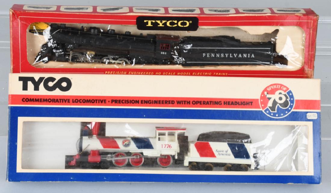 TYCO HO TRAIN ENGINES: Tyco ho train engines. Spirit of America 247 engine & tender excellent condition appears to have no run time. Mikado Pennsylvania "lighted" 238 engine & tender excellent condition appears to have no r