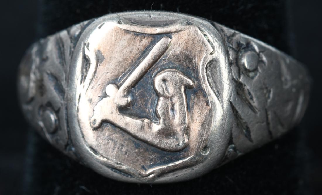 NAZI SS ESTONIA LEGION RING: Very rare silver Estonian Legion Ring issued to members of that military unit within the Waffen SS Verfugungstruppe and consisted of Estonian Soldiers. This ring is very similar to the SS Totenkopf Ri
