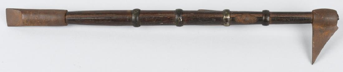 EARLY JAPANESE SAMURAI JITTE WOOD & IRON CLUB: Very nice Edo Period Jitte club with a wood tsuka and forged iron hardware. 20". Very Good