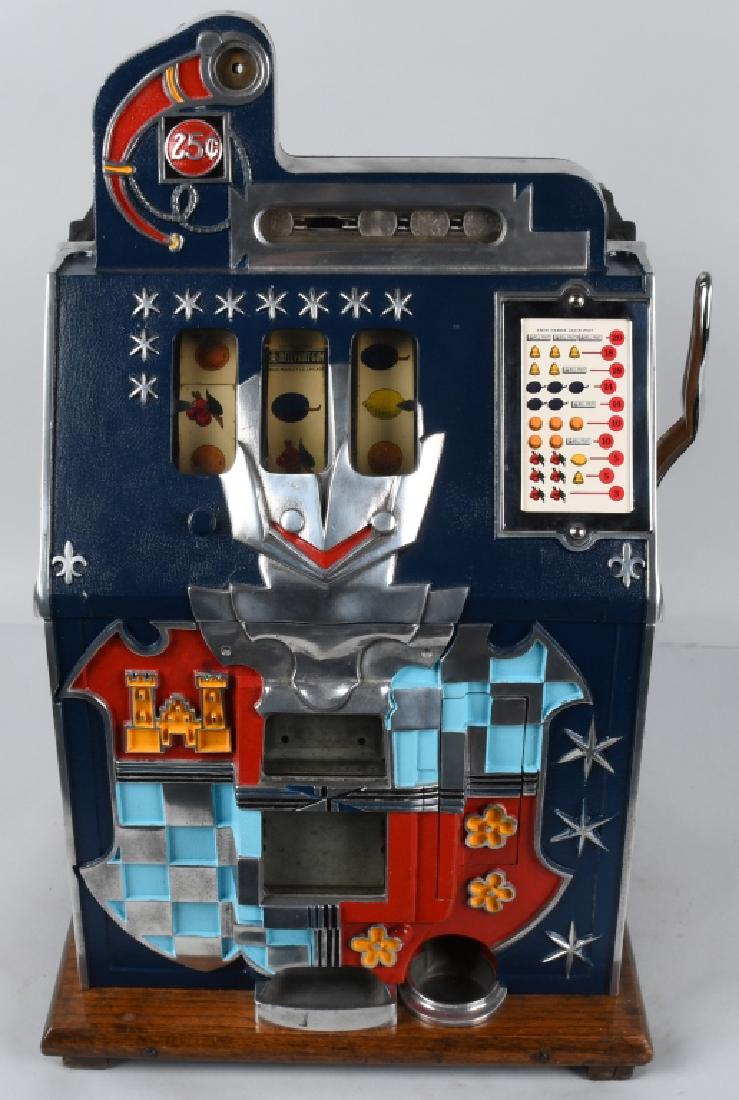 25c MILLS CASTLE FRONT SLOT MACHINE: Excellent Mills 25c Castle Front Slot Machine. Excellent working condition. Professionally restored. With Key. Excellent