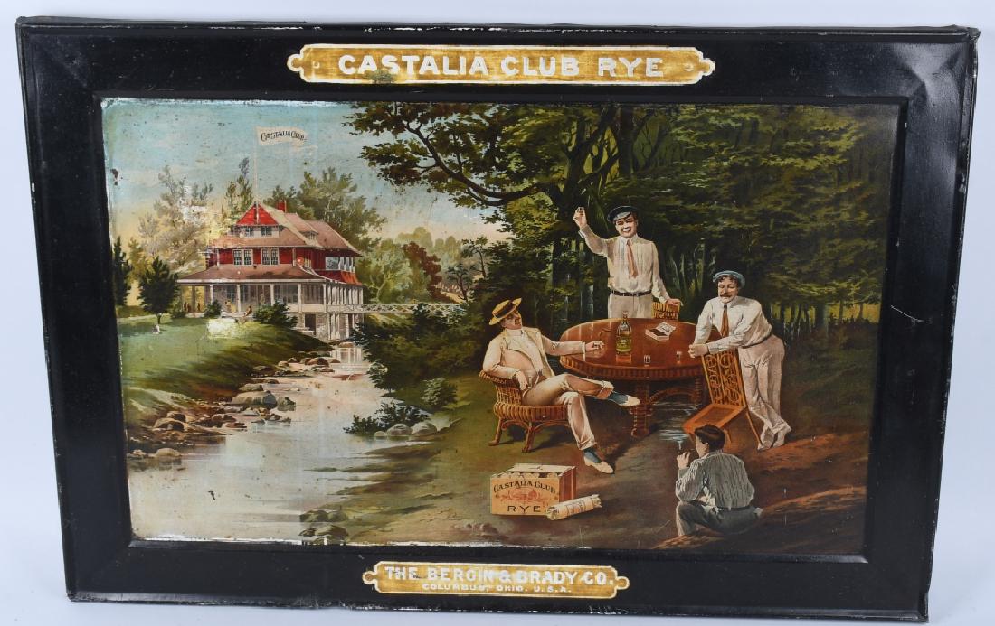 Castalia Club Rye Whiskey Self Framed Tin Sign