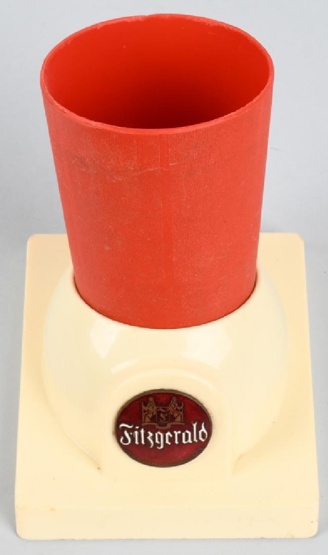 FITZGERALD BEER SCRAPER HOLDER: Fiotzgerald Beer Scraper Holder. Base and cup. Brewed in Troy, New York. 6 1/2" Excellent