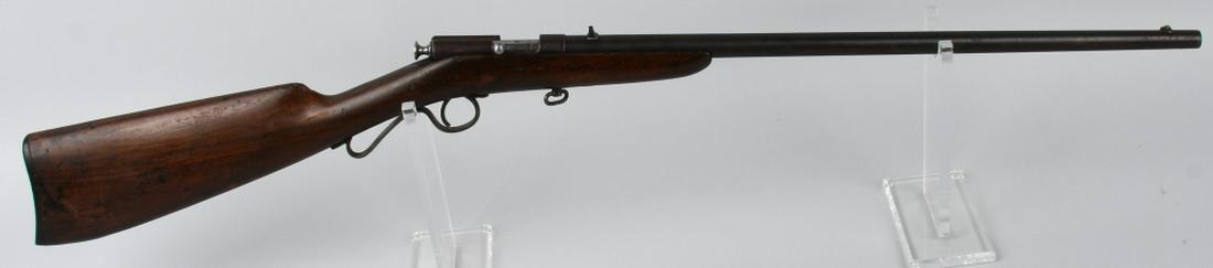 STEVENS NO. 65 LITTLE KRAG .22 BOLT ACTION RIFLE: *NO SERIAL NUMBER - MADE PRIOR TO NFA* 20" barrel single-shot bolt action boy's rifle in .22. Stevens Number 65, "LITTLE KRAG." Made between 1903 and 1910. Features smooth wood stocks, fixed sights, a