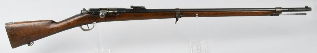 FRENCH CHASSEPOT 11mm RIFLE MODEL 1866-74: SN 30471. 32.5" barrel bolt action, single shot rifle in 11mm. Made by the French Manufacture de Armes de St. Etienne (MAS) this was a standard infantry rifle beginning in 1866 and converted to accept