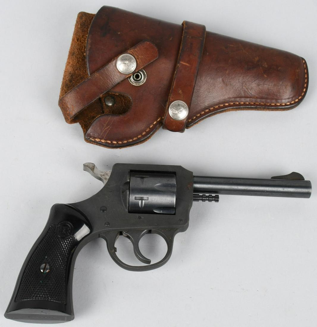 H & R MODEL 622 DOUBLE ACTION REVOLVER 22: SN AF49773. 4" barrel, 6-shot double action revolver in .22. Harrington & Richardson, Inc. Model 622. Features solid frame, pull pin cylinder release, square butt, fixed sights, and plastic grips. Com