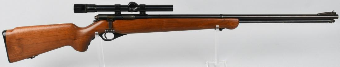 MOSSBERG 146B BOLT ACTION .22 RIFLE: *NO SERIAL NUMBER - MADE PRIOR TO 1968 & NFA* 26" barrel tube-fed bolt action rifle in .22. Mossberg 146B. Features smooth wood stock with ergonomic finger groove pistol grip, safety selector with red