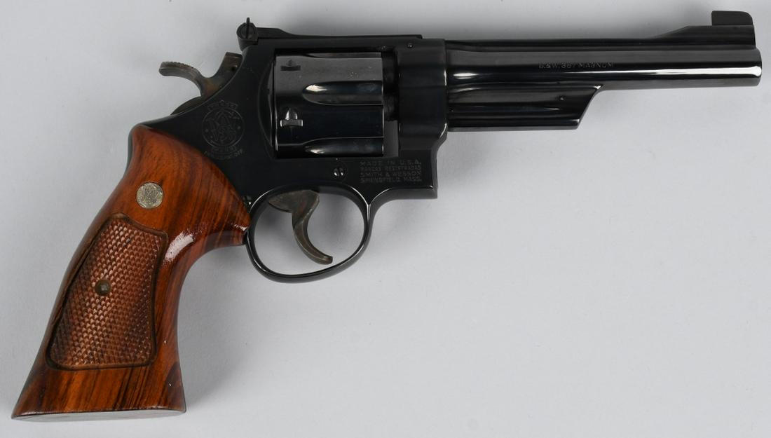 SMITH & WESSON MODEL 27-2 357 DA REVOLVER: SN N731625. 6.5" barrel double action revolver in .357 Magnum. Smith & Wesson 27-2. Features blade front sight, adjustable rear sight, wide spur hammer, wide serrated trigger, S&W Medallion checkered 