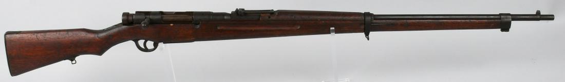 WWII JAPANESE ARISAKA TYPE 38 TRAINER 6.5 RIFLE: SN 807. (*JAPANESE TRAINING RIFLES ARE GENERALLY CONSIDERED UNSAFE TO FIRE LIVE AMMUNITION!*). 31.5" barrel bolt action rifle in 6.5mm. WWII Japanese Arisaka Type 38 Training rifle. Converted to smoot