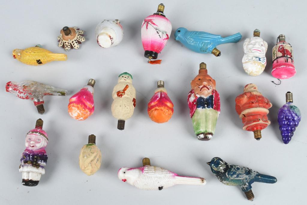 LOT OF FIGURAL CHRISTMAS LIGHTS: Nice lot of various Figural Christmas Lights. Some unusual examples. Very Good-Excellent
