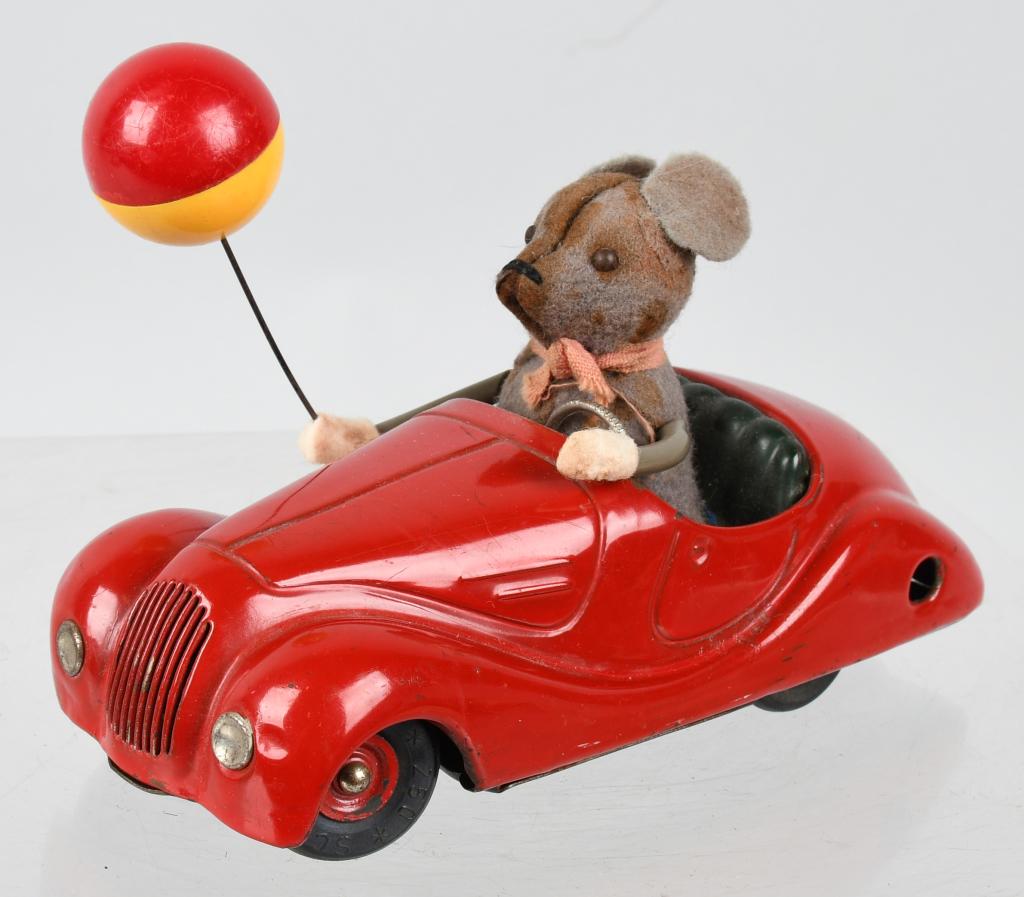 SCHUCO #2005 SONNY MOUSE CAR: All original and complete. Windup works. 6" Very Good-Excellent