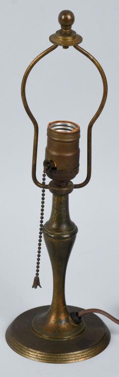 PAIRPOINT BOUDOIR LAMP BASE: Pairpoint Boudoir lamp base. Brass finish. Has finial. Marked on bottom. 14" Excellent