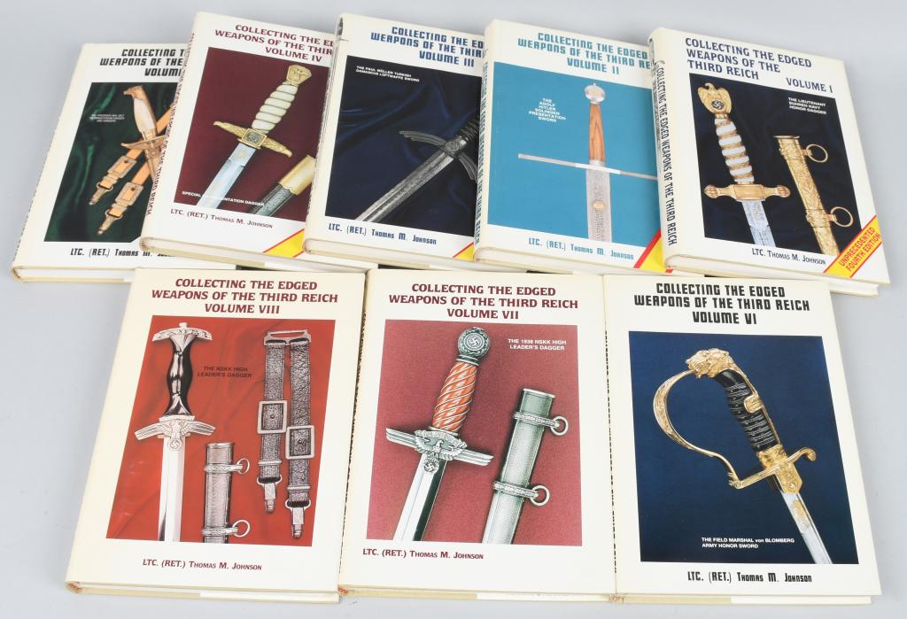 COLLECTING THE EDGED WEAPONS OF THE THIRD REICH: Full Set Of Thomas M. Johnson's (Volumes 1-8) 'Collecting The Edged Weapons Of The Third Reich. This is the definitive work on Nazi edged weapons. All the volumes are in excellent condition. They are 