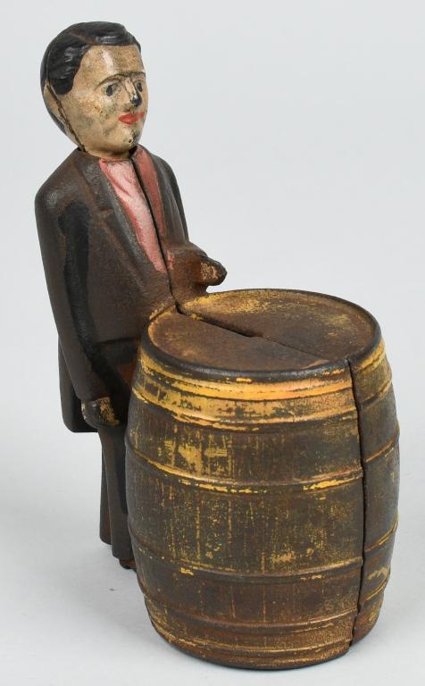 CIRCUS TICKET COLLECTOR MECHANICAL BANK: Salafian Brothers Circus Ticket Collector Mechanical Bank. No breaks or repairs. Nice original bank. Excellent