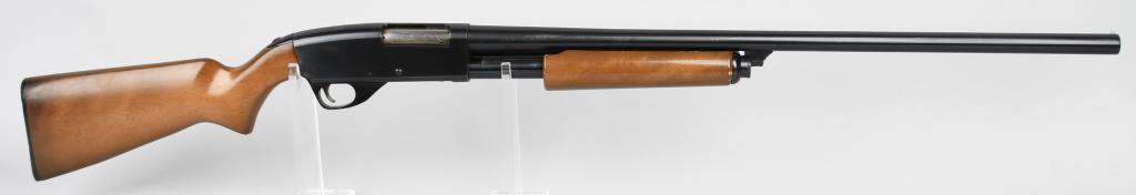 SAVAGE MODEL 67 SERIES D -12 BORE SHOTGUN: Serial # B389055. Barrel measures 28" with modified choke and a 3" chamber. Metal finish is blue with plain barrel. Stocks are made of hardwood with pressed checkered pistol grip with plastic plate an