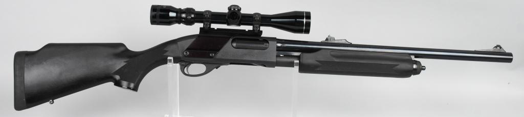 REMINGTON 870 EXPRESS MAGNUM SLIDE ACTION 12 BORE: Serial #A830982M. Features a rifled 20" barrel, 3" chamber, rifle front and rear barrel sights, matte finish frame, rust blue barrel, checkered black nylon pistol grip stock and sporting a Tasco 3x9 s