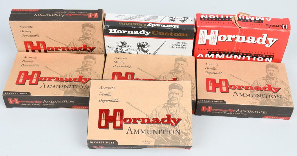 450 MARLIN RIFLE AMMUNITION - 140 ROUNDS: 140 rounds of .450 MARLIN ammo in 7 20-round boxes. All Hornady ammo. Excellent.