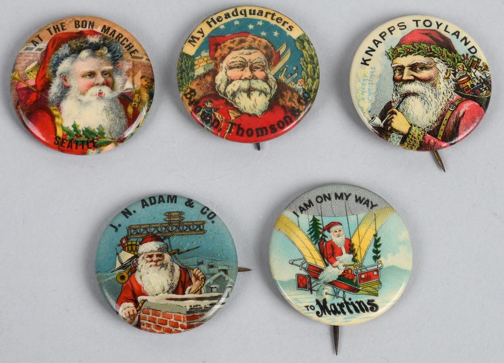 5- ANTIQUE SANTA CLAUS ADVERTISING BUTTONS (1 of 4)