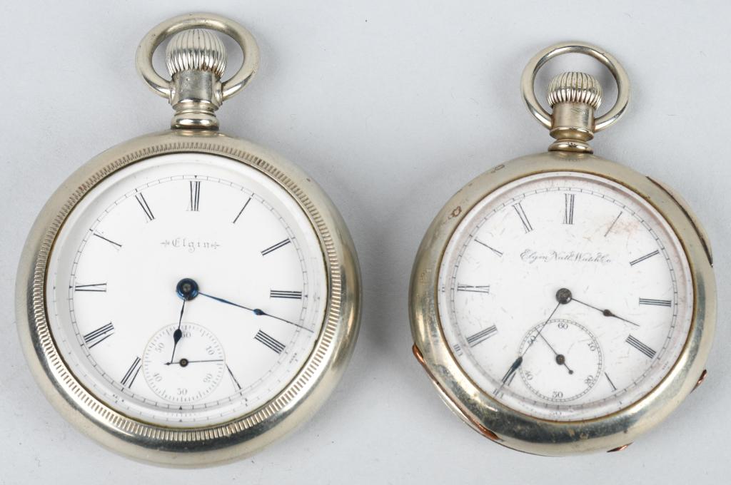 2- ELGIN POCKET WATCHES 18-S & 16-S, 7-J (1 of 5)