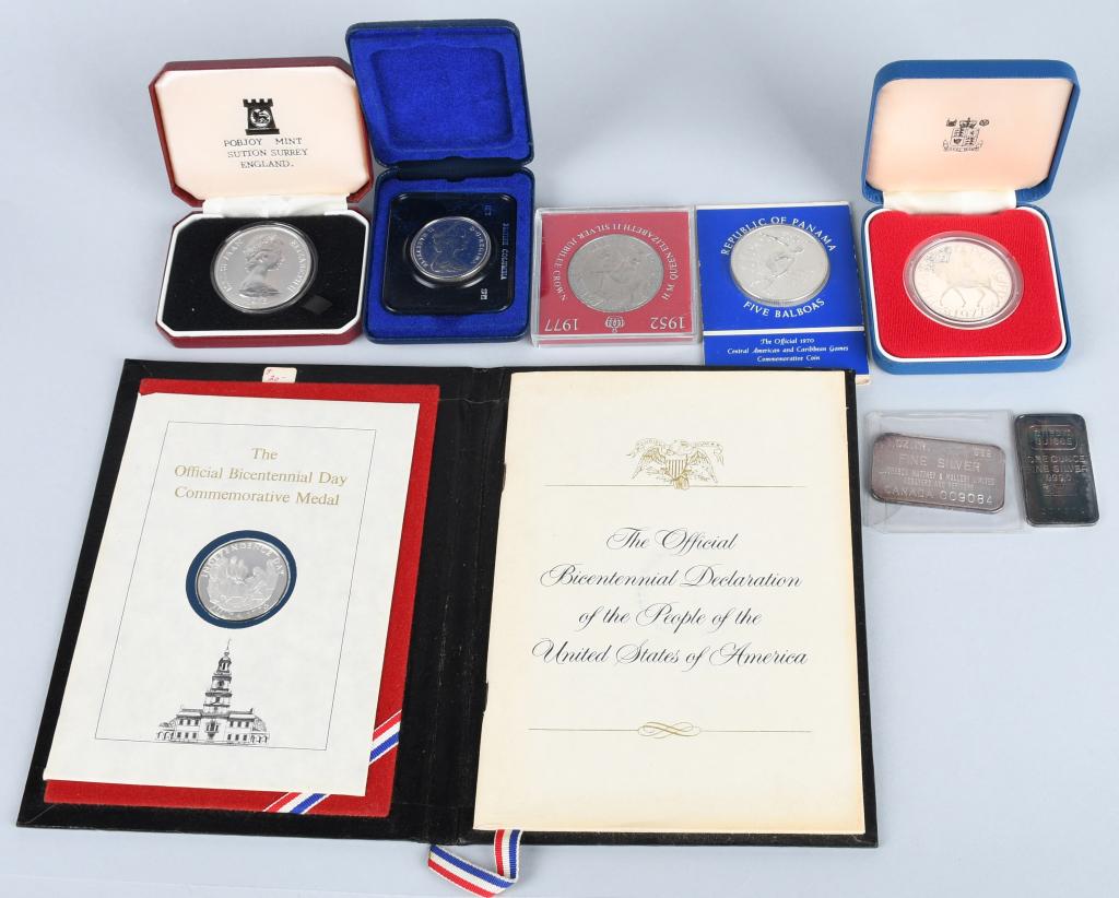 LOT OF COMMEMORATIVE SILVER MEDALS 7ozt (1 of 5)