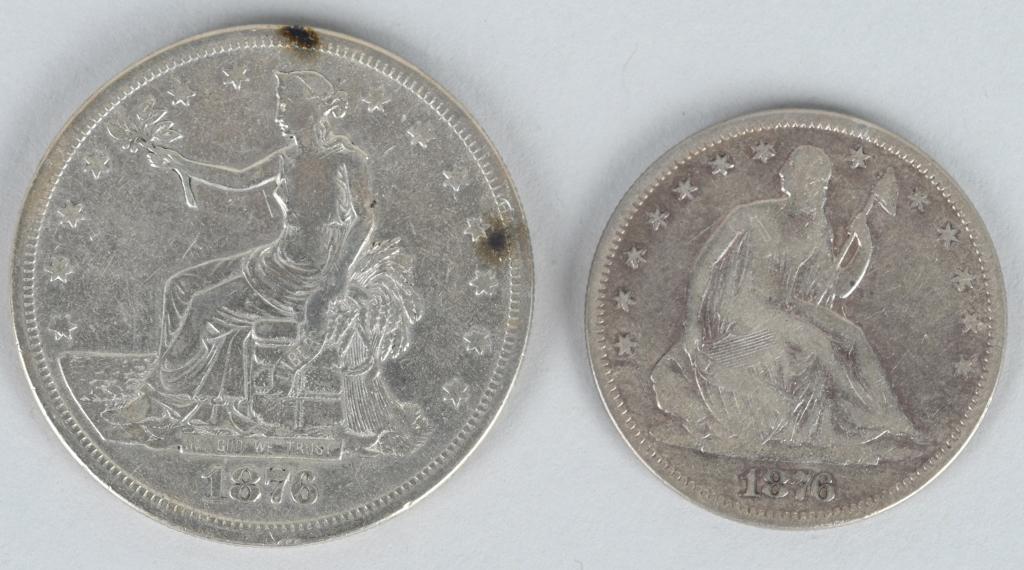 1876 TRADE DOLLAR & 1876 SEATED LIBERTY HALF (1 of 2)