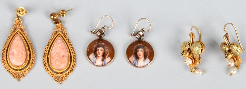 3- SETS OF VICTORIAN EAR RINGS (1 of 5)