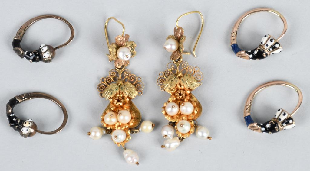 3- SETS OF VICTORIAN EAR RINGS (1 of 4)