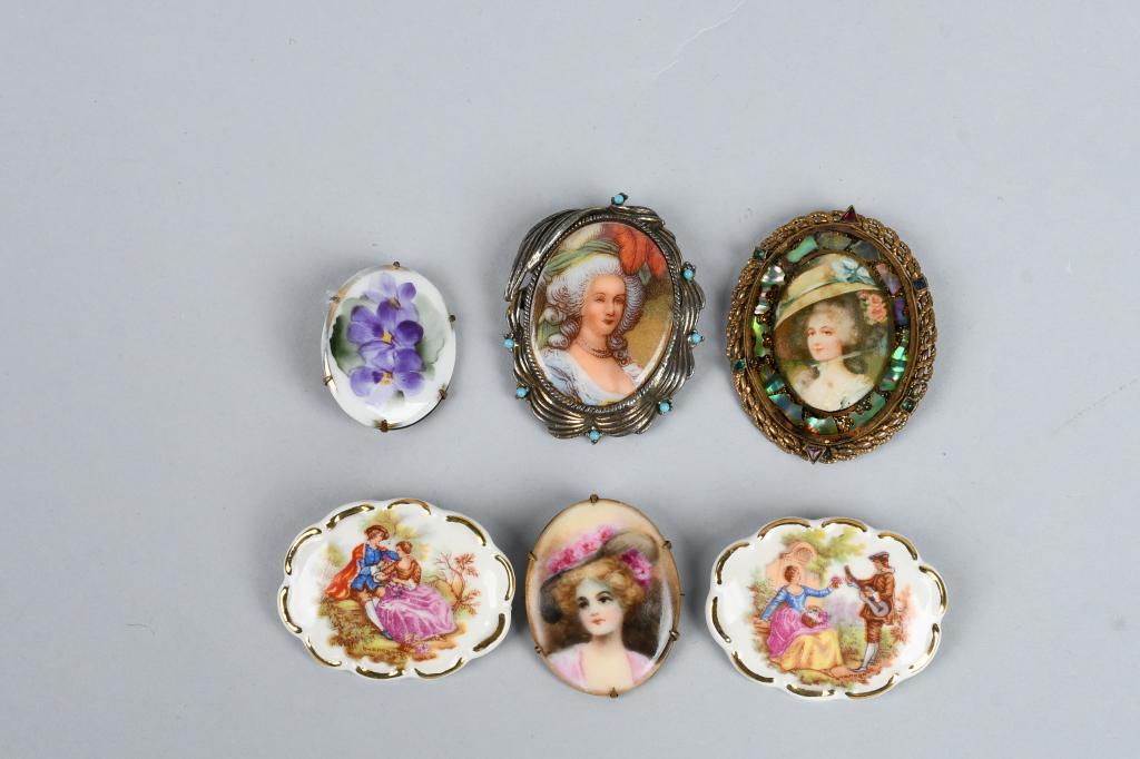 6- PORTRAITS ON PORCELAIN PINS (1 of 5)