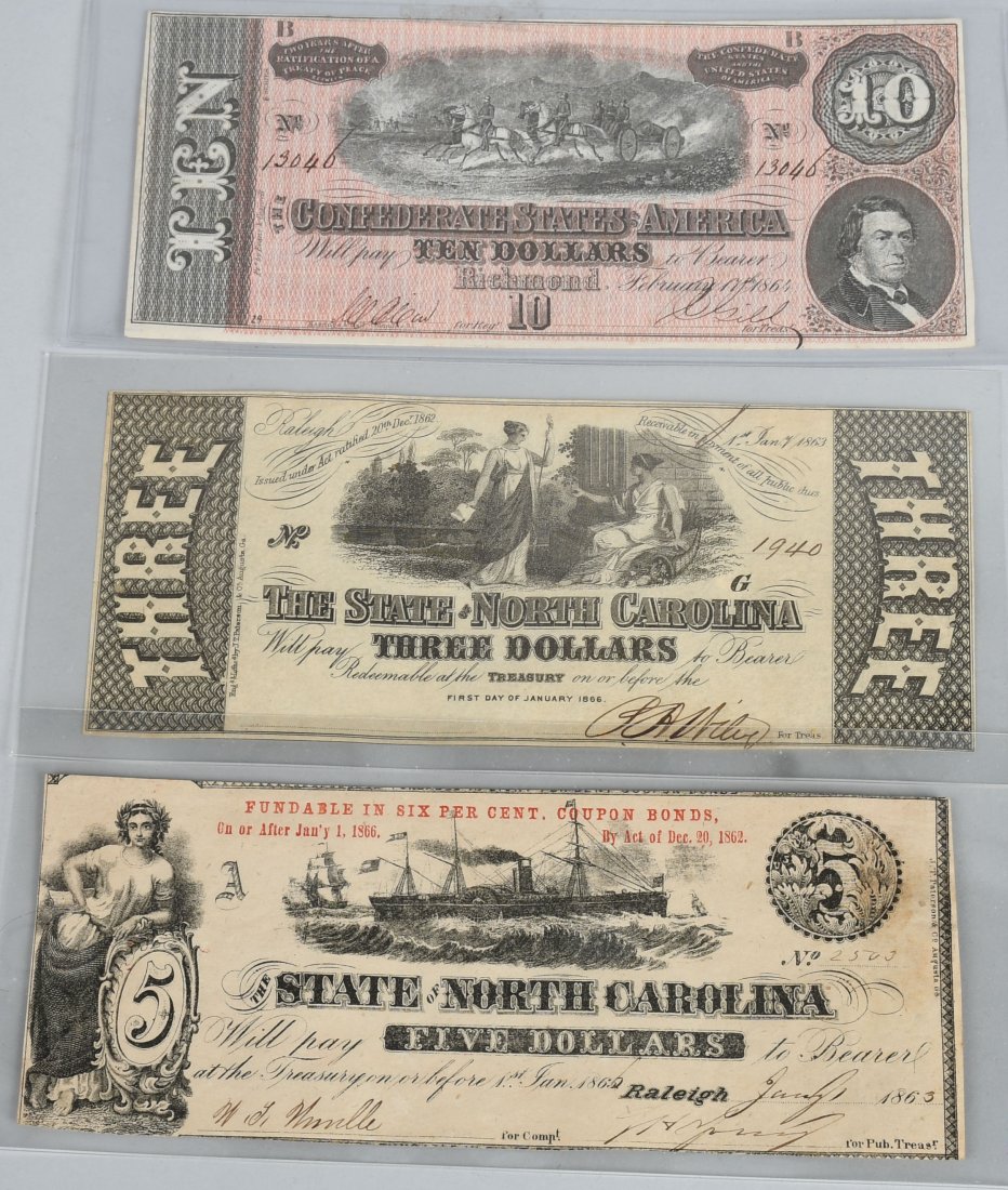 3- CIVIL WAR CONFEDERATE BANK NOTES (1 of 5)