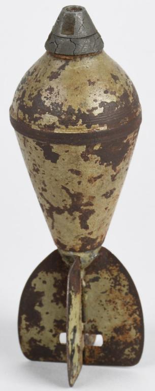 WW1 FRENCH PNEUMATIC MORTAR ROUND COMPLETE INERT: The Brandt 60 mm pneumatic mortar was invented by Edgar William Brandt, apparently in 1915. In 1916, the French army placed an order for 3,000 of these mortars, plus 3 million shells, with Brandt's co