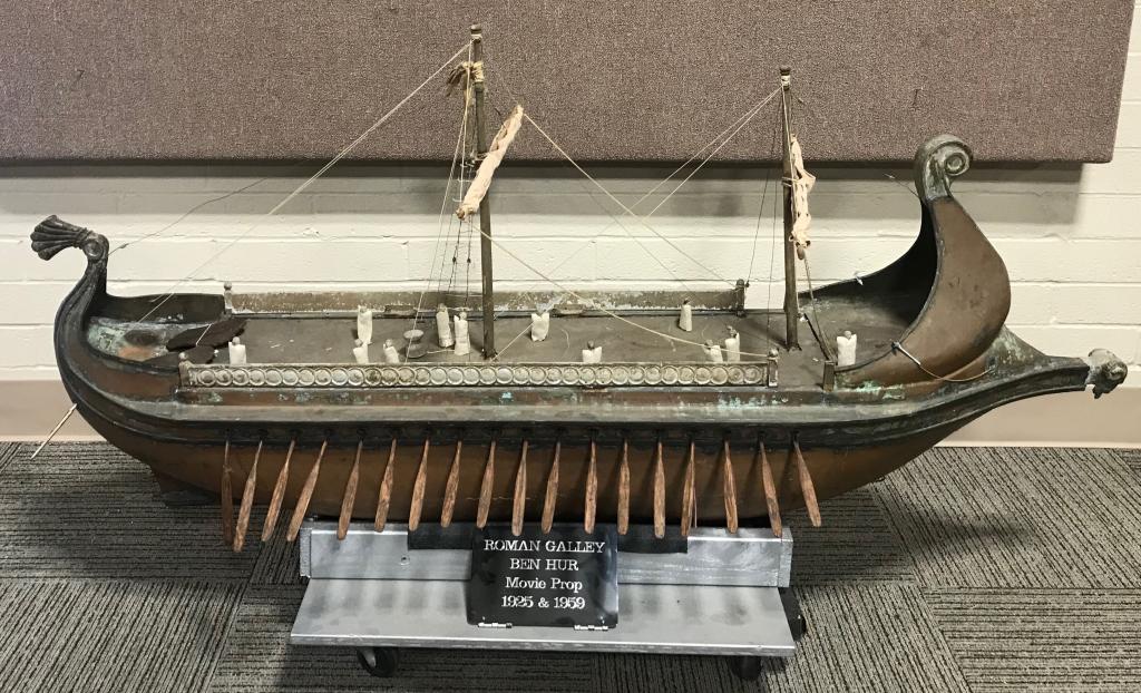 1925 BEN HUR ROMAN GALLEY MOVIE PROP: Original screen used movie prop ship used the the 1925 classic black and white silent film Ben Hur. This is one of the original ships used in the classic sea battle scene between the Romans and Macedo