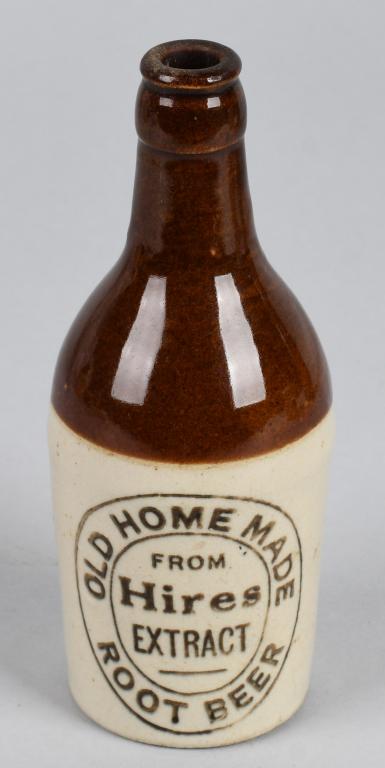 Hire Root Beer Extract Stoneware Bottle: Very early Hires Root Beer Extract Stoneware Bottle. 7 1/2" Excellent