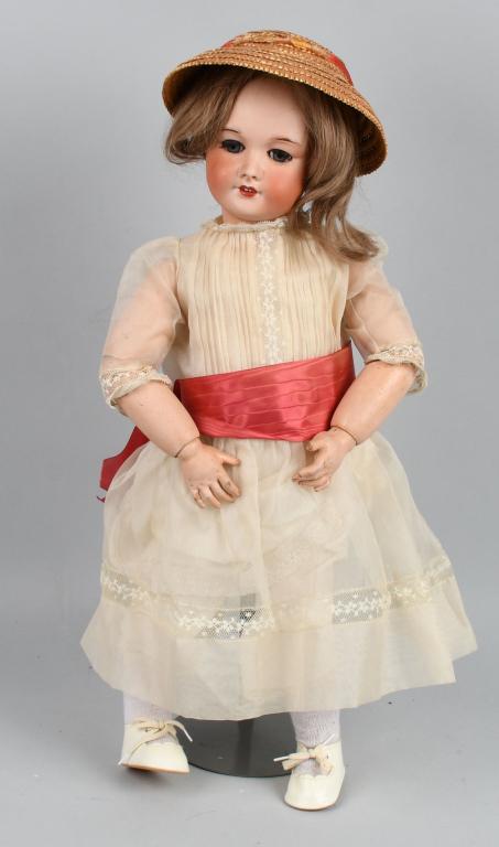 FRENCH BISQUE UNIS 301 DOLL, JUMEAU STAMP: Doll is about 26" and has socket head that is marked " 71 UNIS FRANCE 149 over 301" Has the Jumeau stamp at neck. Lovely face with blue sleep eyes, open mouth with shaded lips and 4 teeth, shaded nost