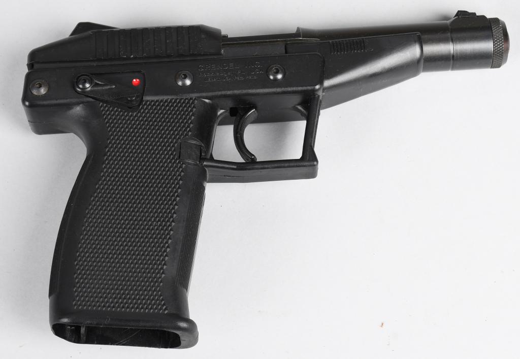 SCARCE GRENDEL MODEL P-30 .22 MAGNUM PISTOL: Serial #13867. Barrel length 5". Caliber .22 magnum. The Grendel P30 is a semi-automatic pistol chambered in .22 Winchester Magnum Rimfire. Designed by George Kellgren and manufactured by Grendel Inc.