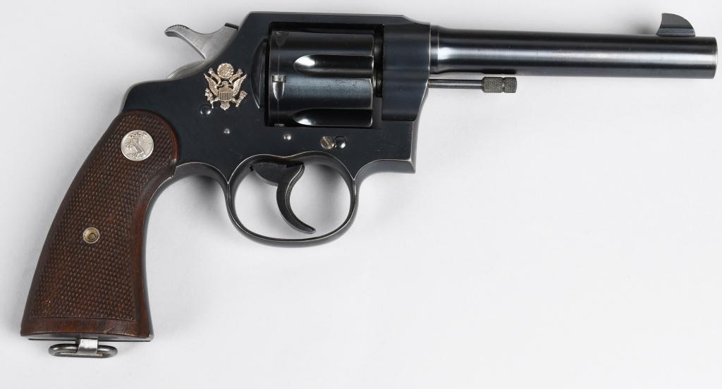 SPECIAL COLT NEW SERVICE DOULBE ACTION REVOLVER: Serial #343661. Barrel length 5 1/2". Caliber .45 Colt. Made in 1937. According to the factory letter, this Colt was sent to Burton B. Doolittle on March 22, 1937 in a shipment of one gun to Middletow