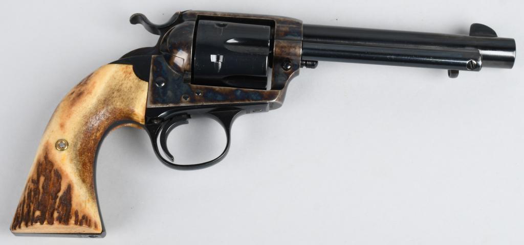 AS NEW COLT BISLEY FRONTIER SIX SHOOTER: Serial #215886. Barrel length 5.5'" Caliber .44-40. Made in 1901. This gun has been restored by a master the likes of Doug Turnbull. Completely restored retaining 99% brilliant bone case colors and ro