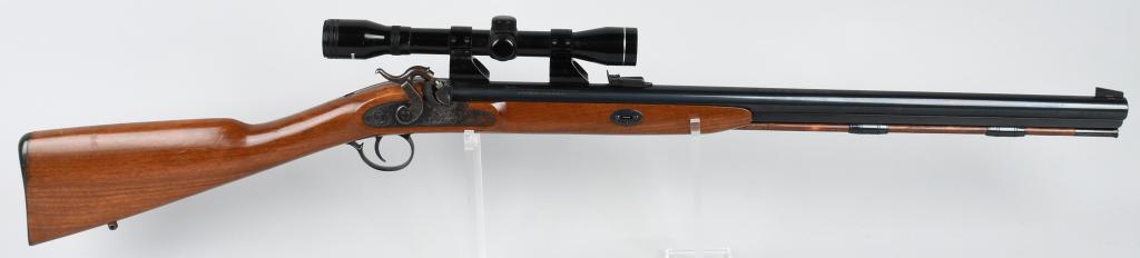 THOMPSON CENTER .50 BLACK POWDER RIFLE: Styled after the Plains rifles of the mid-19th century but updated with a target rear adjustable sight and modern steel for today's black powder hunters. Features a 26" full round barrel, blade front 