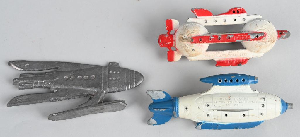 TOOSIETOY BUCK ROGERS SHIPS & MORE: Includes Tootsietoy Buck Rogers Venus Destroyer and Blast Attack Ship. Plus cast metal space ship. Very Good-Excellent