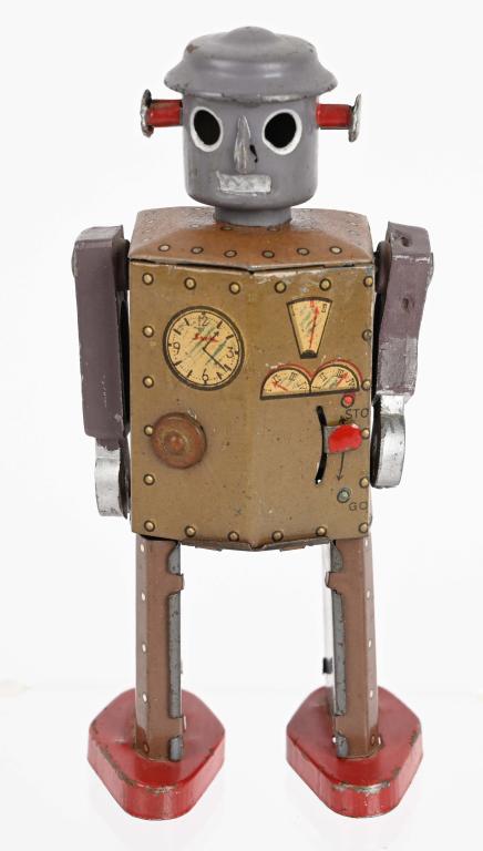 JAPAN Tin Windup ATOMIC ROBOT MAN: All original and complete. Windup works. 5" Excellent