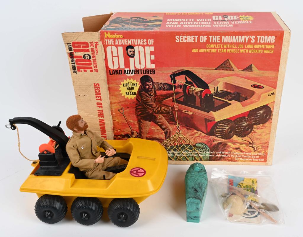HASBRO SECRET OF THE MUMMY'S TOMB SET w/ BOX: Original GI Joe set. Has been played with but looks mostly complete. Comes with GI Joe figure. Boxed. 19" Very Good