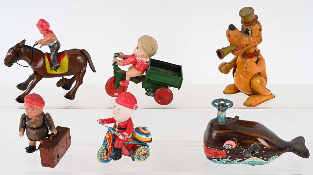 6- VINTAGE windup TOYS: Lot of 6 vintage windup toys. As-Is