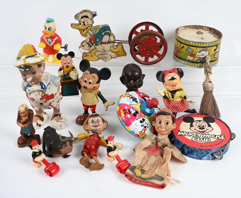 LARGE LOT VINTAGE MICKEY MOUSE & DISNEY TOYS: Large lot of Mickey Mouse and other Disney character toys. As-Is