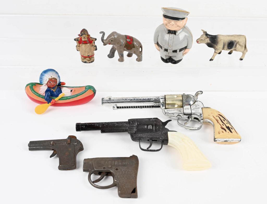VINTAGE TOY LOT: Lot includes vintage cap guns, paperweight and more. As-Is