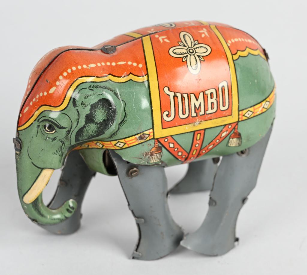 US ZONE GERMANY TIN WINDUP JUMBO THE ELEPHANT: All original and working. 5" Excellent