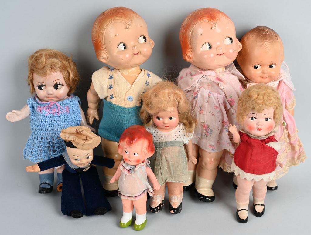 HORSMAN DOLLY DINGLE DOLLS & MORE: Great lot of original Horsman Dolly Dingle Dolls plus other Dolls. Largest 12" Very Good-Excellent
