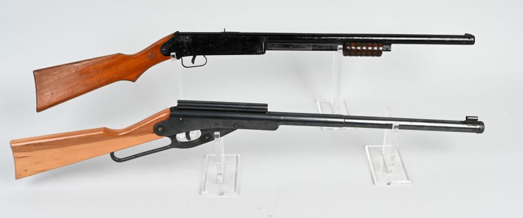 DAISY BUZZ BARTON & BUCK JONES BB GUNS: Lot includes a nice original condition Buzz Barton Special rifle, along with a Buck Jones Pump rifle. Both worked when tested. Condition varies. Largest is 36", Very Good-Excellent