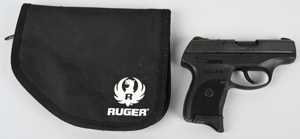 RUGER MODEL LC380 SEMI-AUTO PISTOL: SERIAL 323-49158. BARREL 3". CALIBER .380 ACP. Alloy frame with matte finish, double action, white dot combat sights with one magazine and Ruger pouch. Near new overall. *